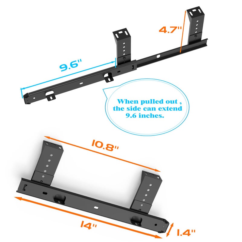 FRMSAET Heavy Duty 12/14/16/18 inches Thickness Steel Construction Ball Bearing Keyboard Slides Keyboard Drawer Slides Tray Accessories Cabinet Furniture Hardware Rails (14 inches, Black) - Image 4